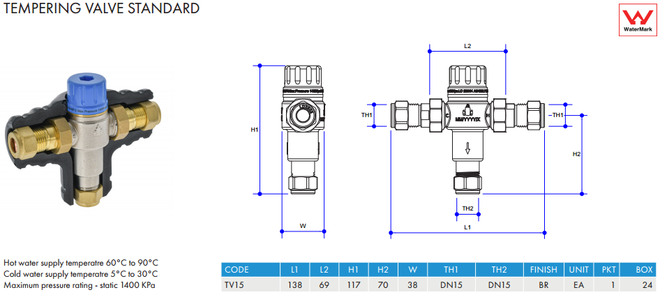 Valves Hot Water System Valves Tempering Valve Standard