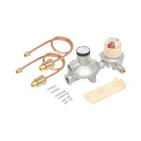 Auto Change Over 400mj/hr Dual Stage Adjustable LPG Regulator: 1/4" inverted flare Adaptor, bracket & fixing screws + 2 x Copper Pigtails